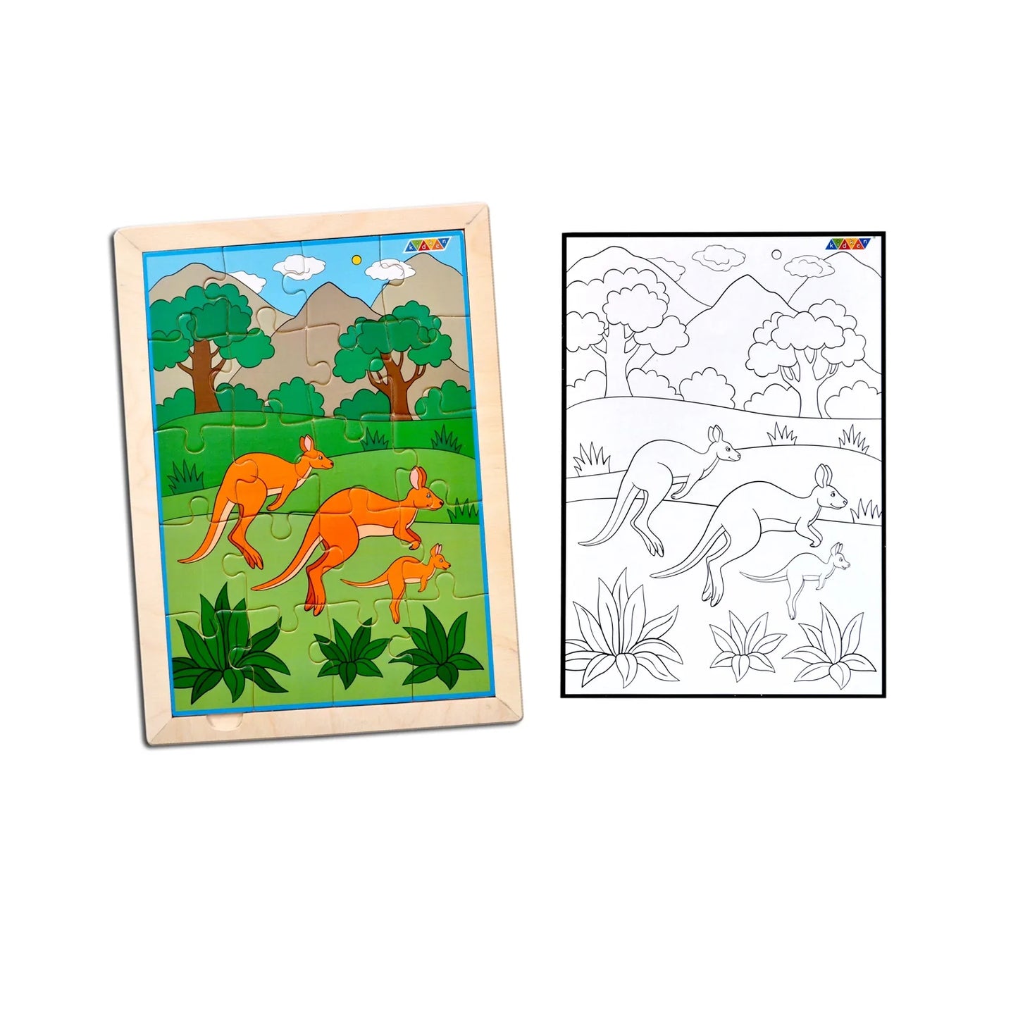Kangaroo Family Jigsaw Puzzle With Colouring Sheet