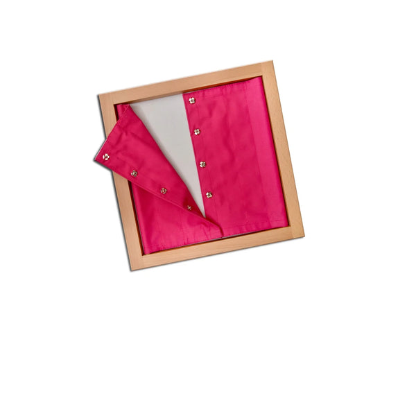 Kidken Montessori Press Button Fastening Frame: 25x25 cm wooden dressing frame for toddler self-dressing practice