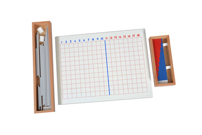 Kidken Montessori Subtraction Learning Board: wooden number strip board with red and blue strips for visual subtraction within 18, ages 5 to 10