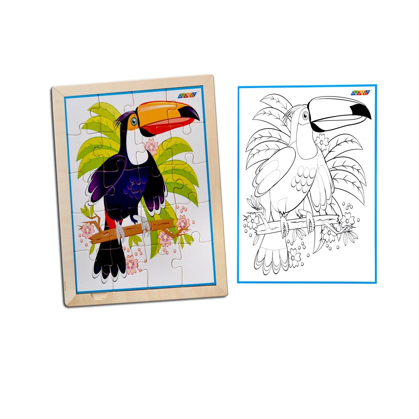 Toucan Bird Jigsaw Puzzle With Colouring Sheet