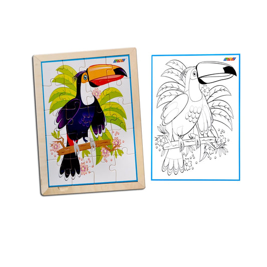 Toucan Bird Jigsaw Puzzle With Colouring Sheet