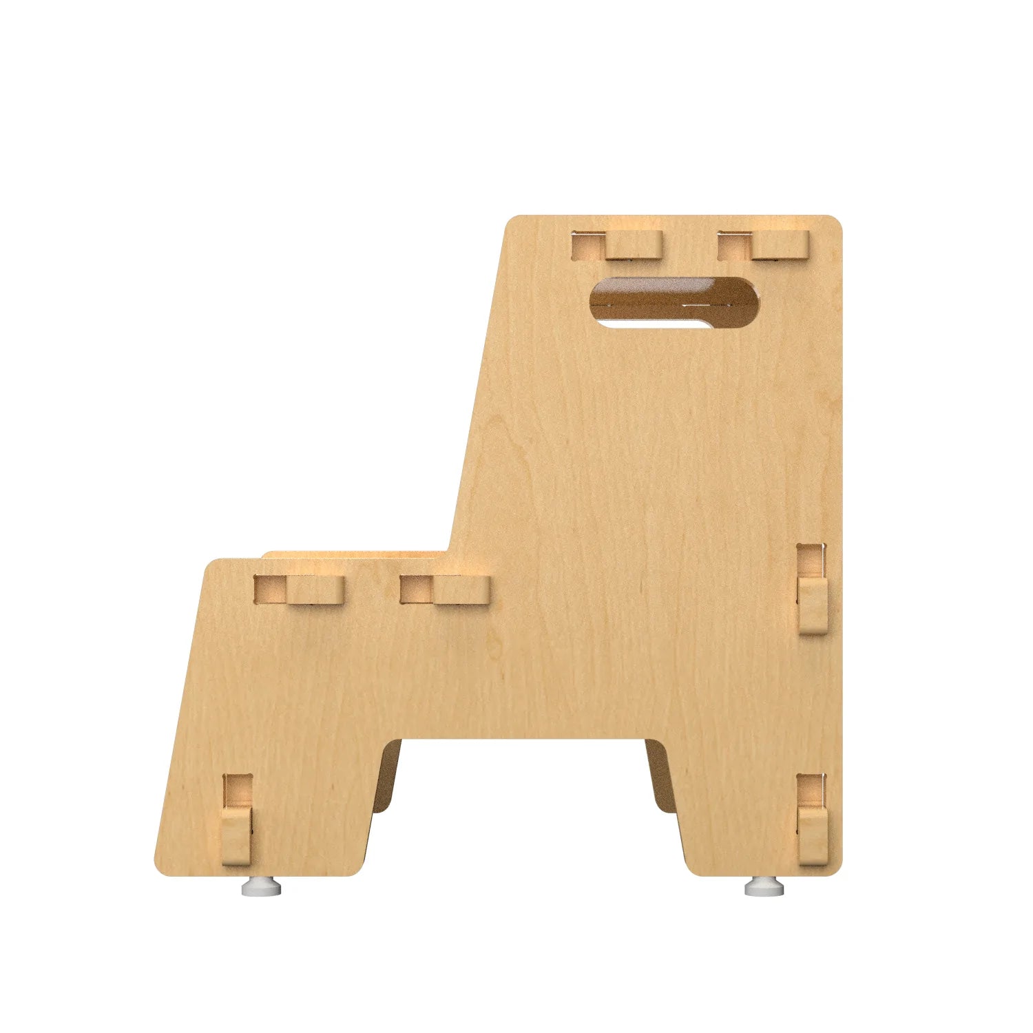 Buy Maroon Apricot Wooden Step Stool - Natural - Side View - SkilloToys.com