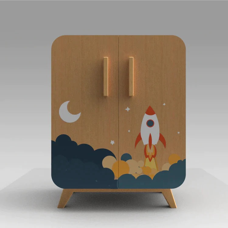Buy Nora Wooden Short Cabinet - Rocket Scientist - Front View - SkilloToys.com