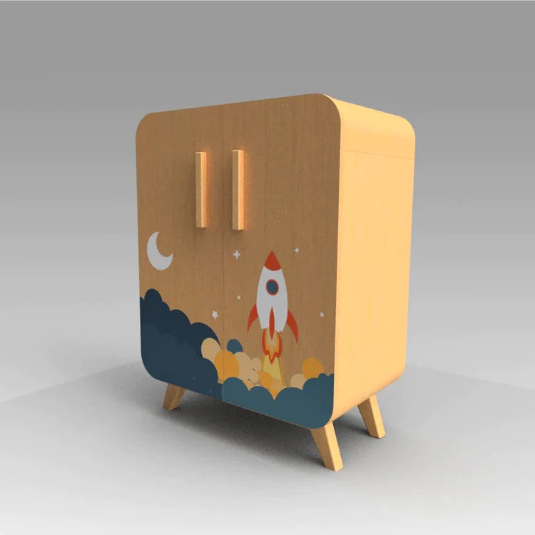 Buy Nora Wooden Short Cabinet - Rocket Scientist - Side View - SkilloToys.com