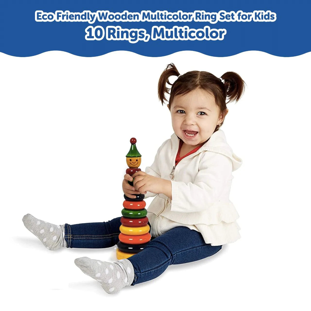 Buy Rainbow Stacking Wooden Ring Tower - SkilloToys.com