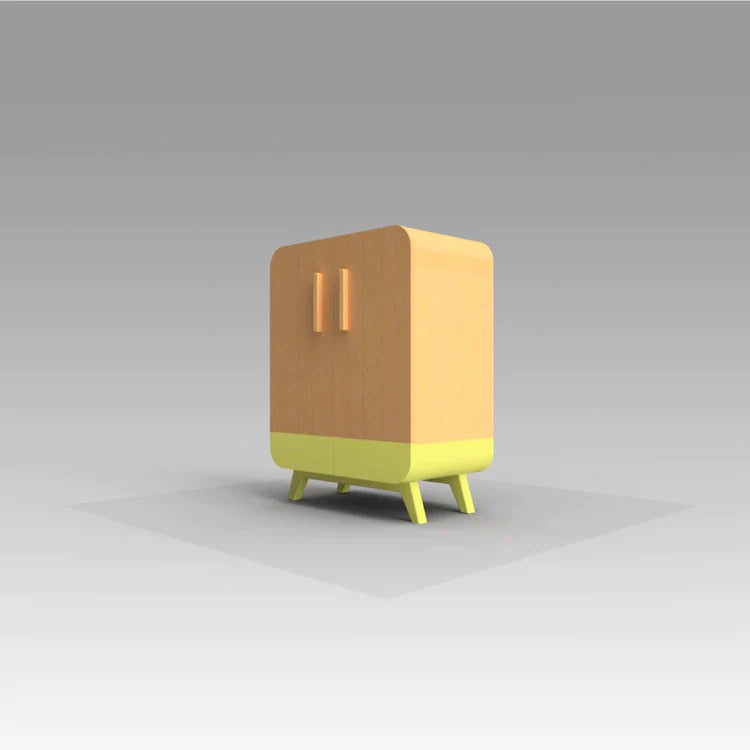 Buy Short Hue Wooden Cabinet - Pastle Yellow - Side View - SkilloToys.com