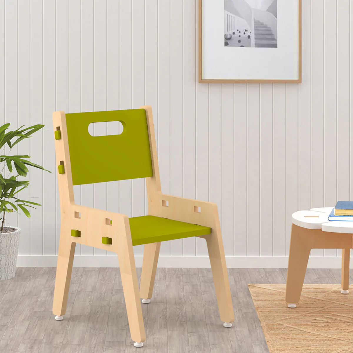 Buy Silver Peach Wooden Chair - Green - Learning Furniture - SkilloToys.com