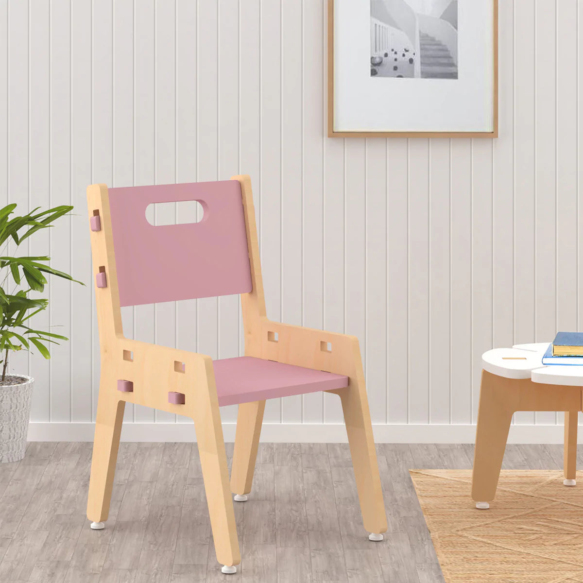Buy Silver Peach Wooden Chair - Pink - Learning Furniture - SkilloToys.com