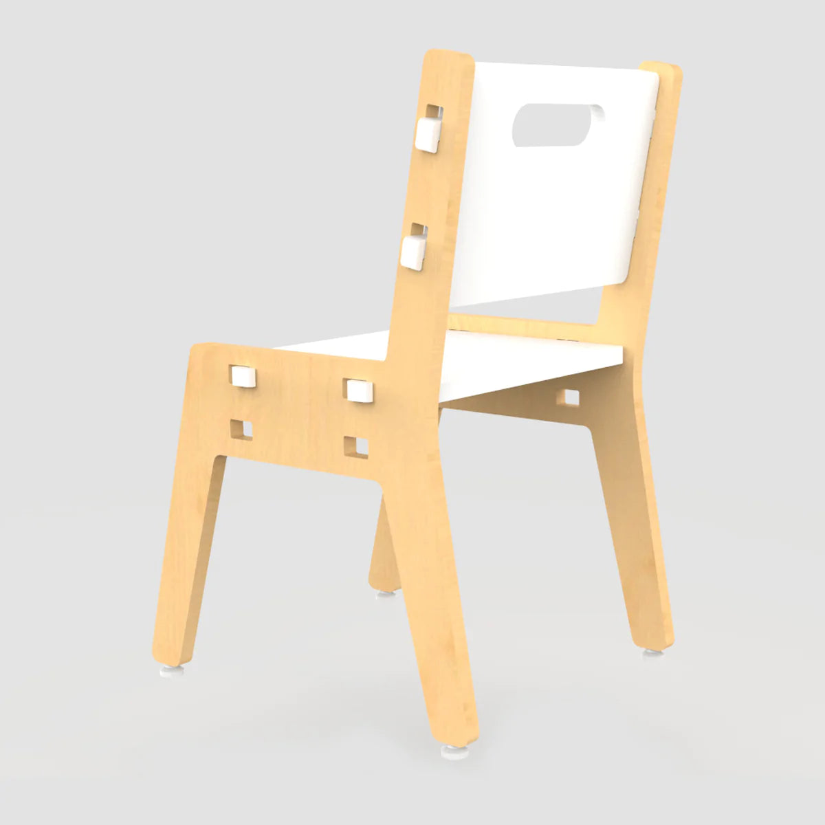 Buy Silver Peach Wooden Chair - White - Side View - SkilloToys.com