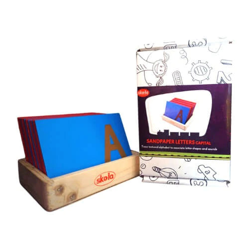 Buy Skola Sandpaper Upper Case Letters Wooden Toy - Box - SkilloToys
