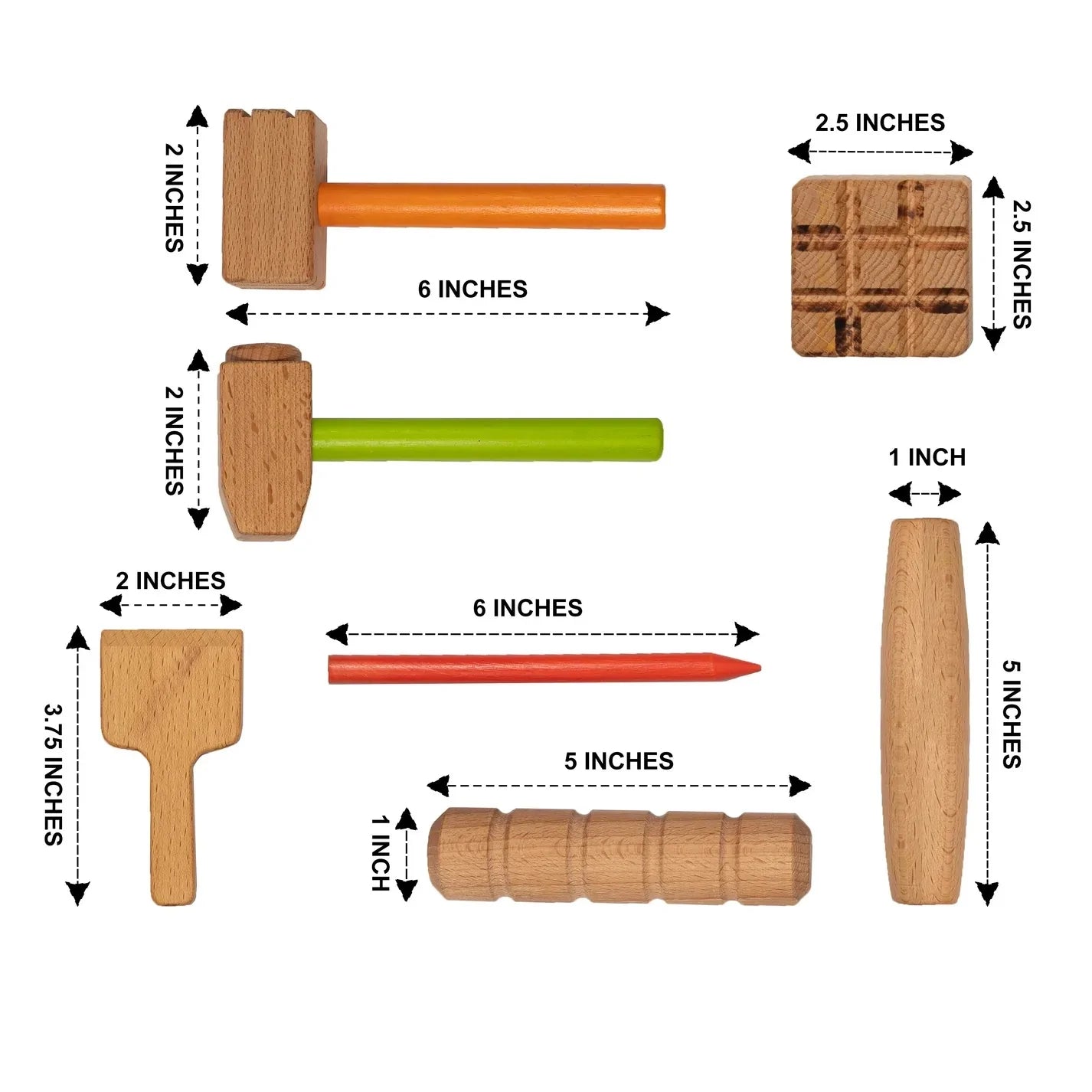 Buy Wooden Stamping Kit for Play Dough - Dimensions - SkilloToys.com