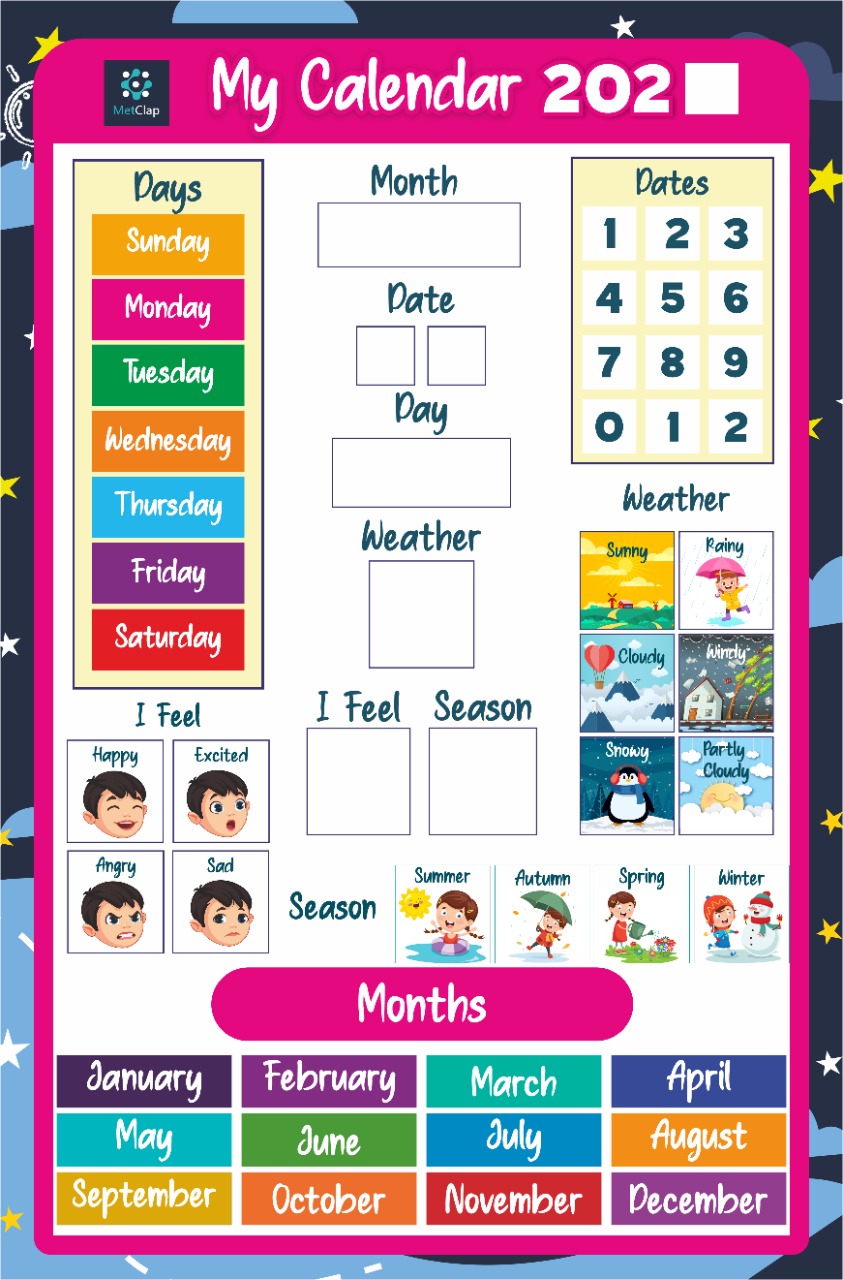 English Activity Home Calendar for Kids