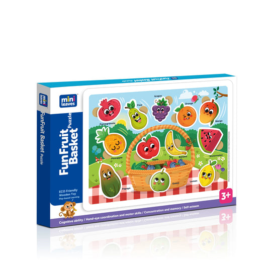 This Image Shows the Box Image of the Fun Fruit Basket Wooden Puzzle 