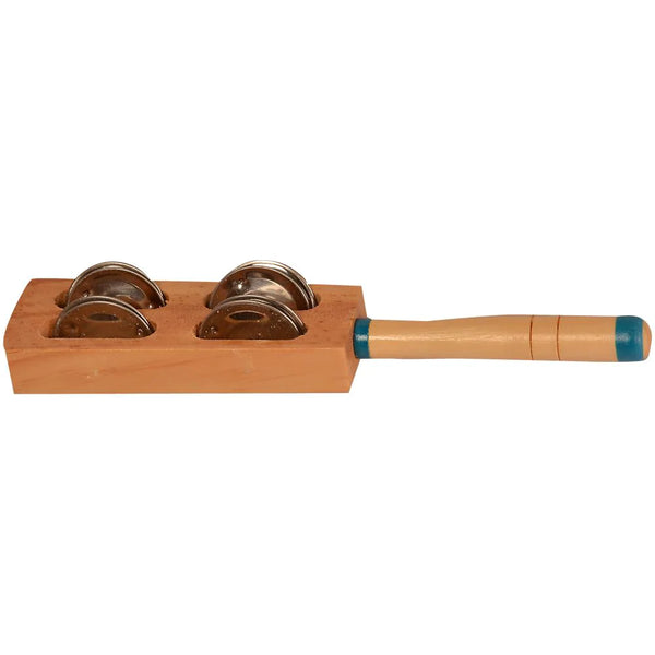 Kidken 4 Bell Rhythm Clappers Musical Toy: wooden handle with 4 metal jingle bells