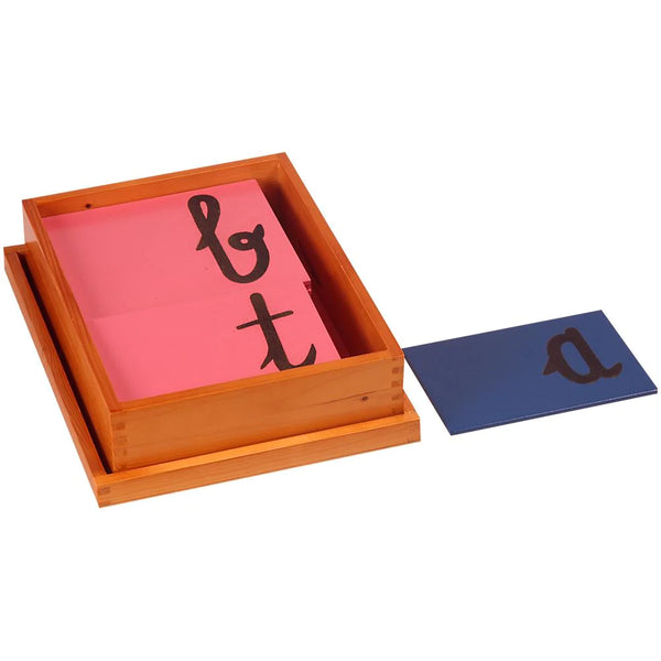 Kidken English Cursive Sandpaper: 26 lowercase cursive letters in sandpaper texture on wooden boards for tactile cursive writing prep, ages 3+