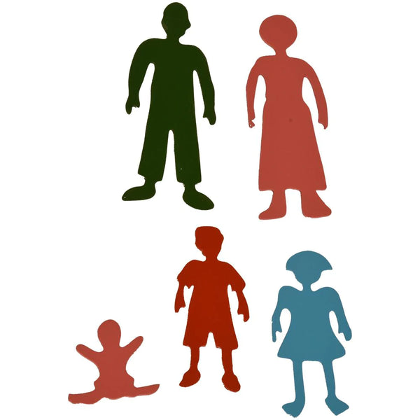Kidken Family Learning Stencils: 5 wooden family-themed shapes (father, mother, brother, sister, baby) for pre-writing tracing, ages 3 to 10