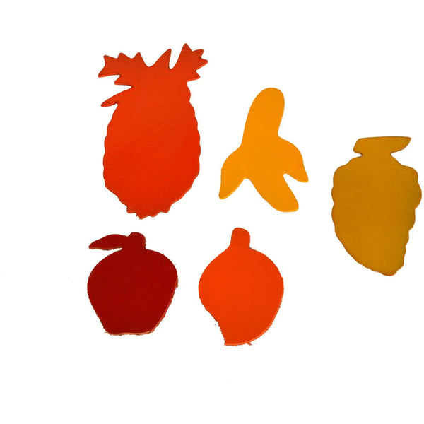 Kidken Fruit Learning Stencils: wooden stencils with fruit cut-outs for pre-writing tracing and vocabulary, ages 3 to 6