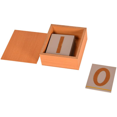 Kidken Montessori Numbers Learning Sandpaper: 10 sandpaper numeral cards (0-9) with yellow underline in wooden box
