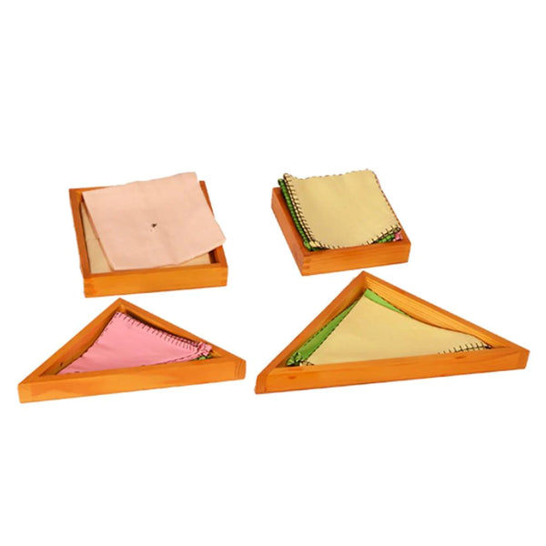 Kidken Montessori Trays for Napkins and Dusters: set of 5 polished wooden trays for practical life work