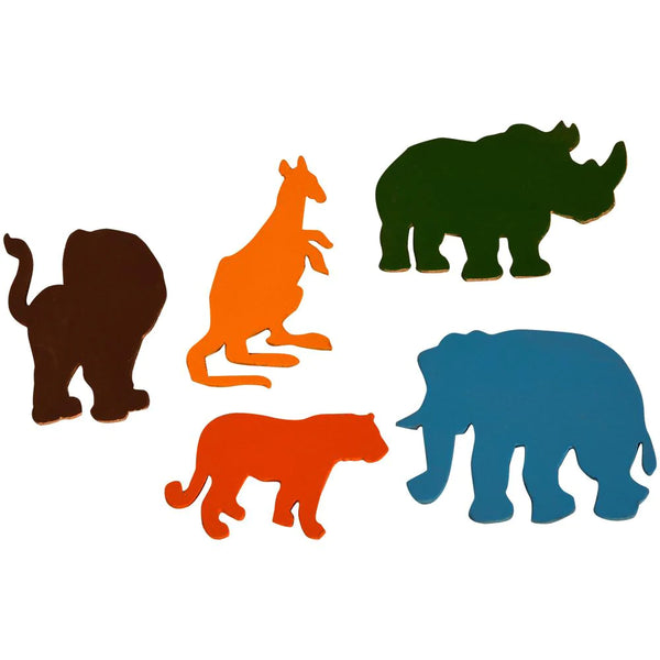 Kidken Wild Animal Stencils: wooden stencils with wild animal cut-outs for pre-writing tracing and vocabulary, ages 3 to 6
