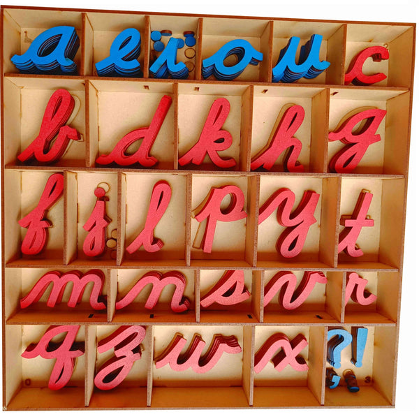 Cryo Craft Montessori Preschool Movable Cursive Letter with Magnetic Tiles and Organiser Box, for cursive word building ages 3 to 6