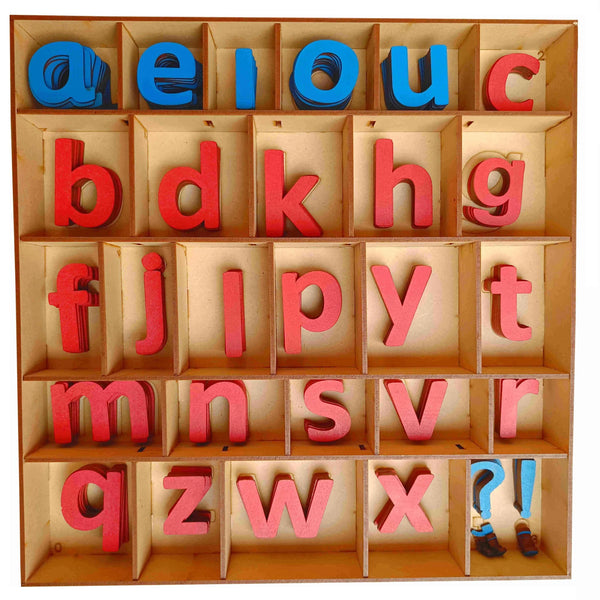 Cryo Craft Montessori Preschool Movable Lower Case Print Alphabet with Magnetic Tiles and Organiser Box, for word building ages 3 to 6