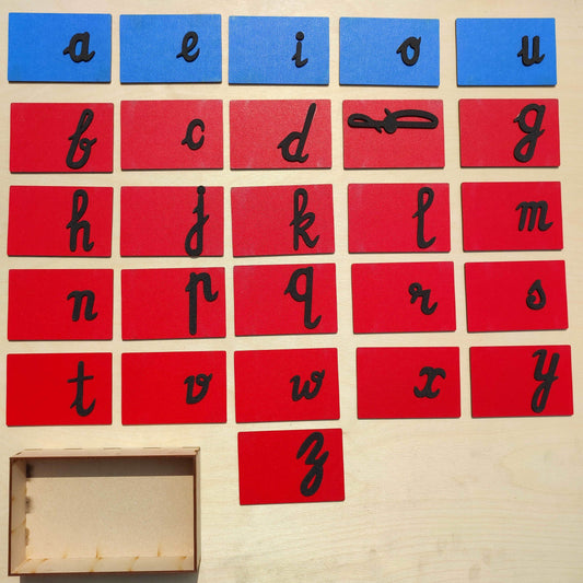 Buy Montessori Running Cursive Sandpaper Alphabets with Wooden Storage Box - SkilloToys.com
