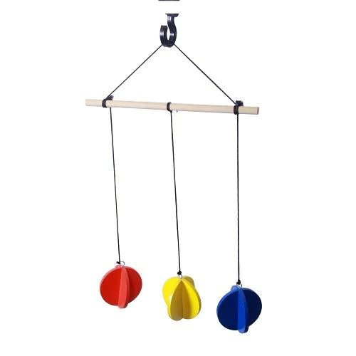 Thasvi Primary Colours Wooden Wind Chimes Mobile Toy: hanging mobile with red, blue and yellow wooden shapes for babies aged 3 months and above