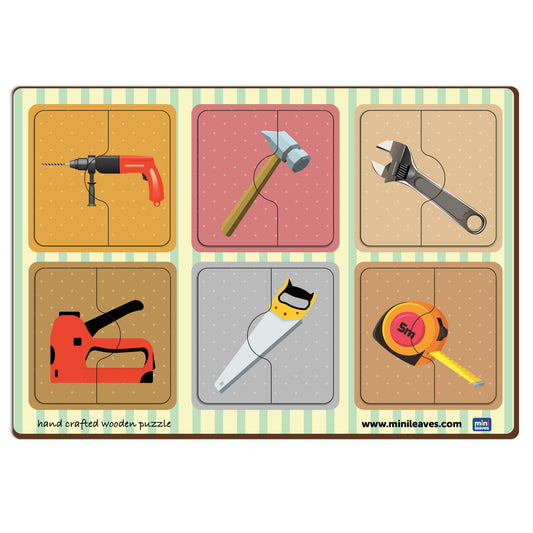 Buy Wooden 2 Piece Construction Tools Puzzle - SkilloToys.com