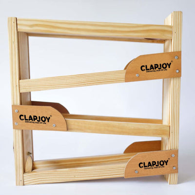 Clapjoy Wooden Ball Tracker: gravity ramp toy for toddler cause-and-effect play