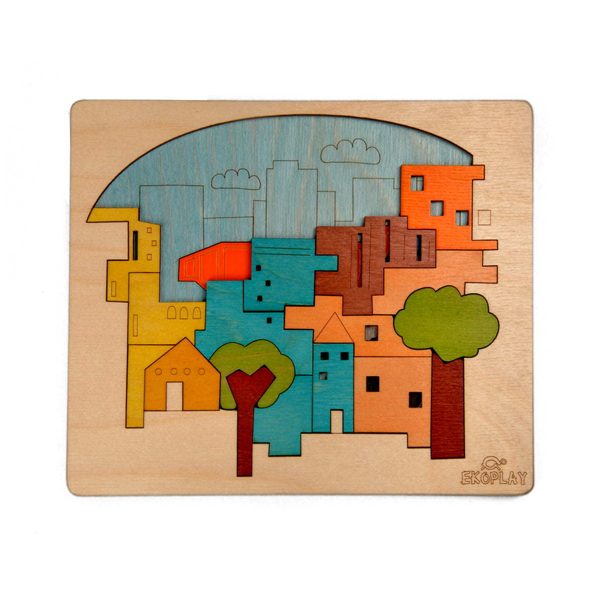 Buy Wooden City Construction Puzzle Board - SkilloToys.com