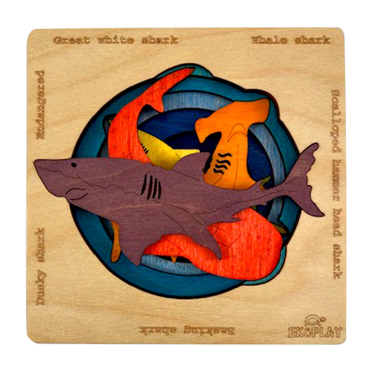Buy Wooden Endangered Sharks Puzzle Board - SkilloToys.com