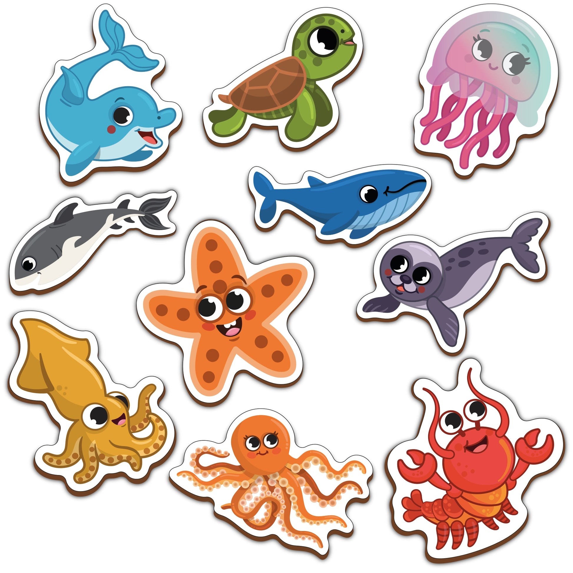Buy Wooden Multicolor Magnetic Sea Animals Cutouts - SkilloToys.com