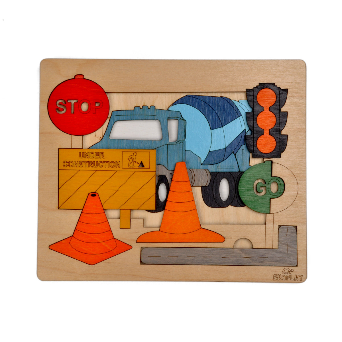 Buy Wooden Road Construction Puzzle Board - SkilloToys.com