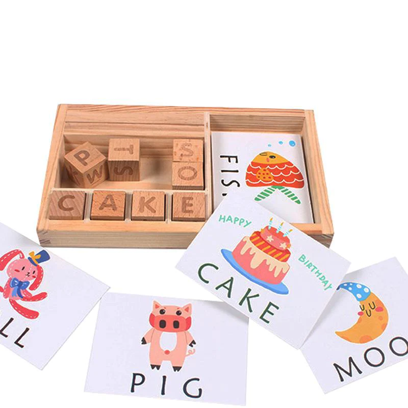 Buy Wooden Spelling Blocks With Flashcards - SkilloToys.com