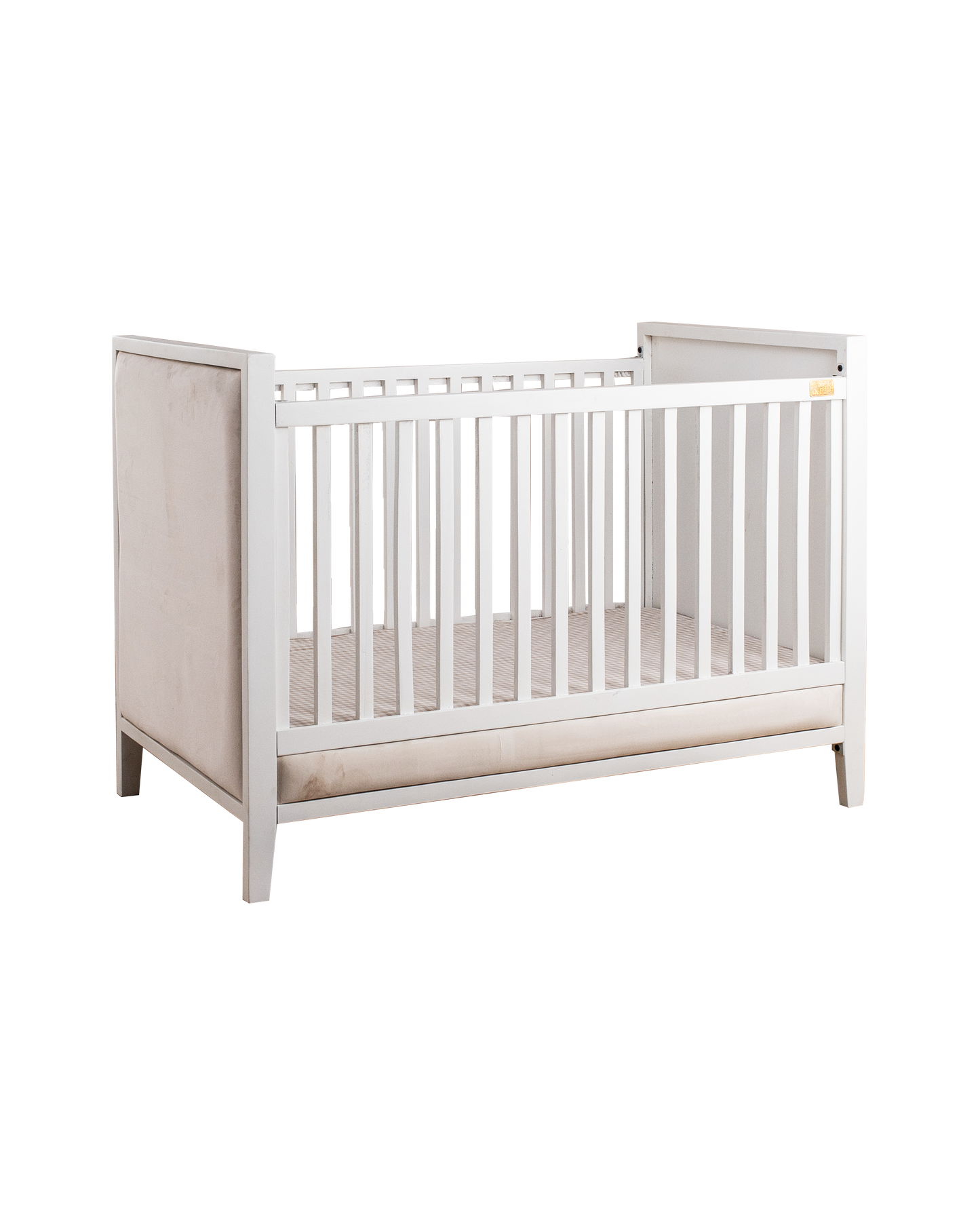 Buy Wooden Baby Cot With Velvet Upholstery - White Duco Online - SkilloToys.com
