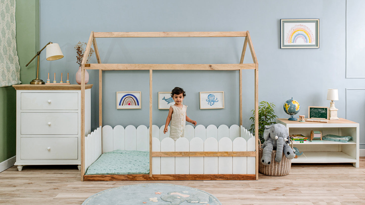Buy Toddler Wooden House Bed - White Duco Online - SkilloToys.com