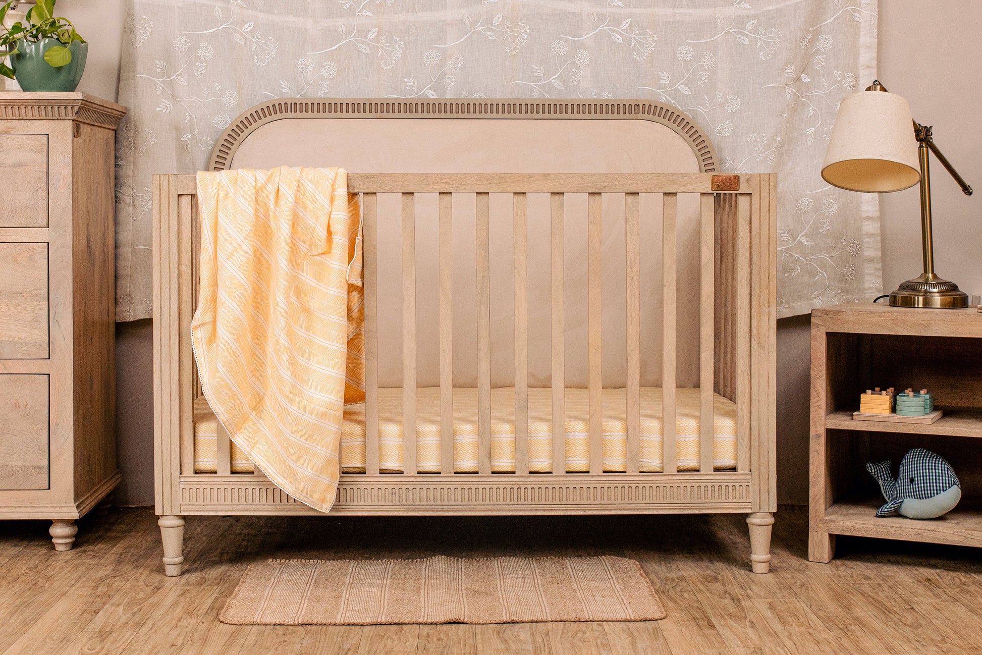 Buy Wooden Baby Cot With Headboard Oat Finish Online