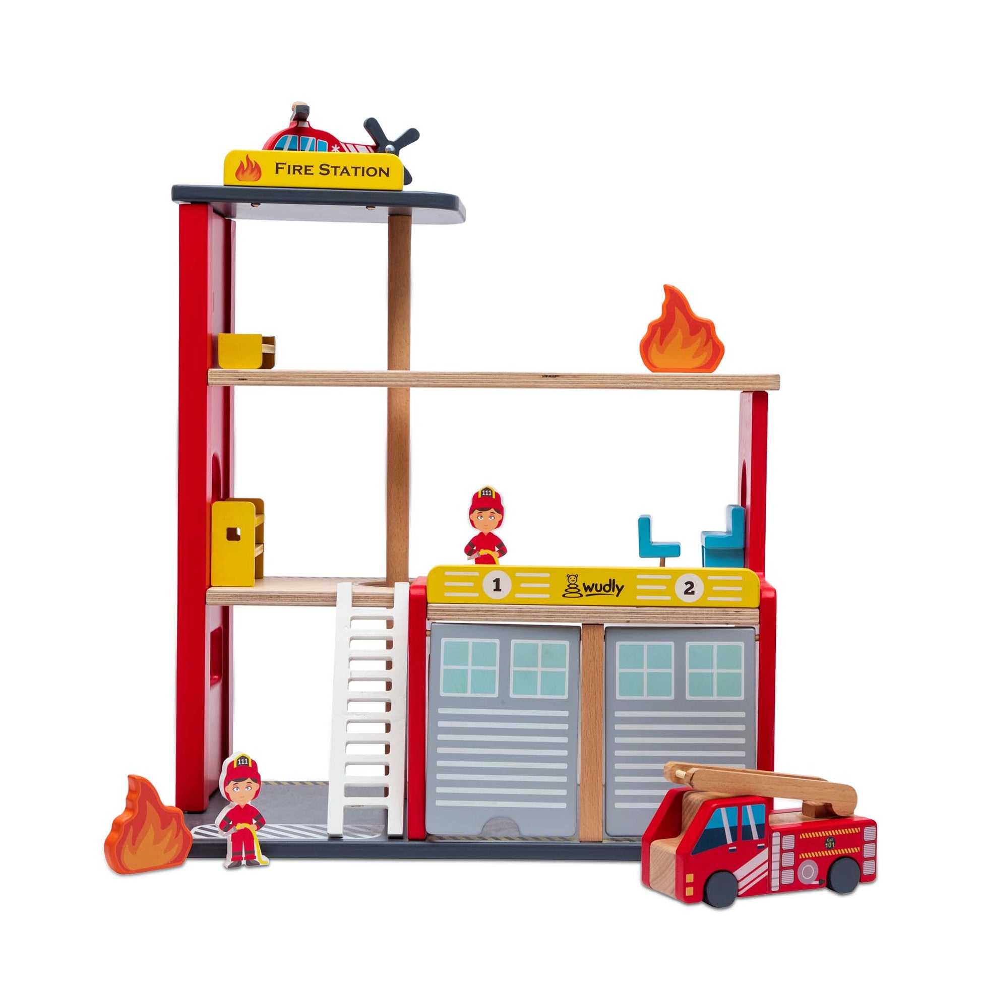 Buy Wooden Fire Station Pretend Play Set - SkilloToys