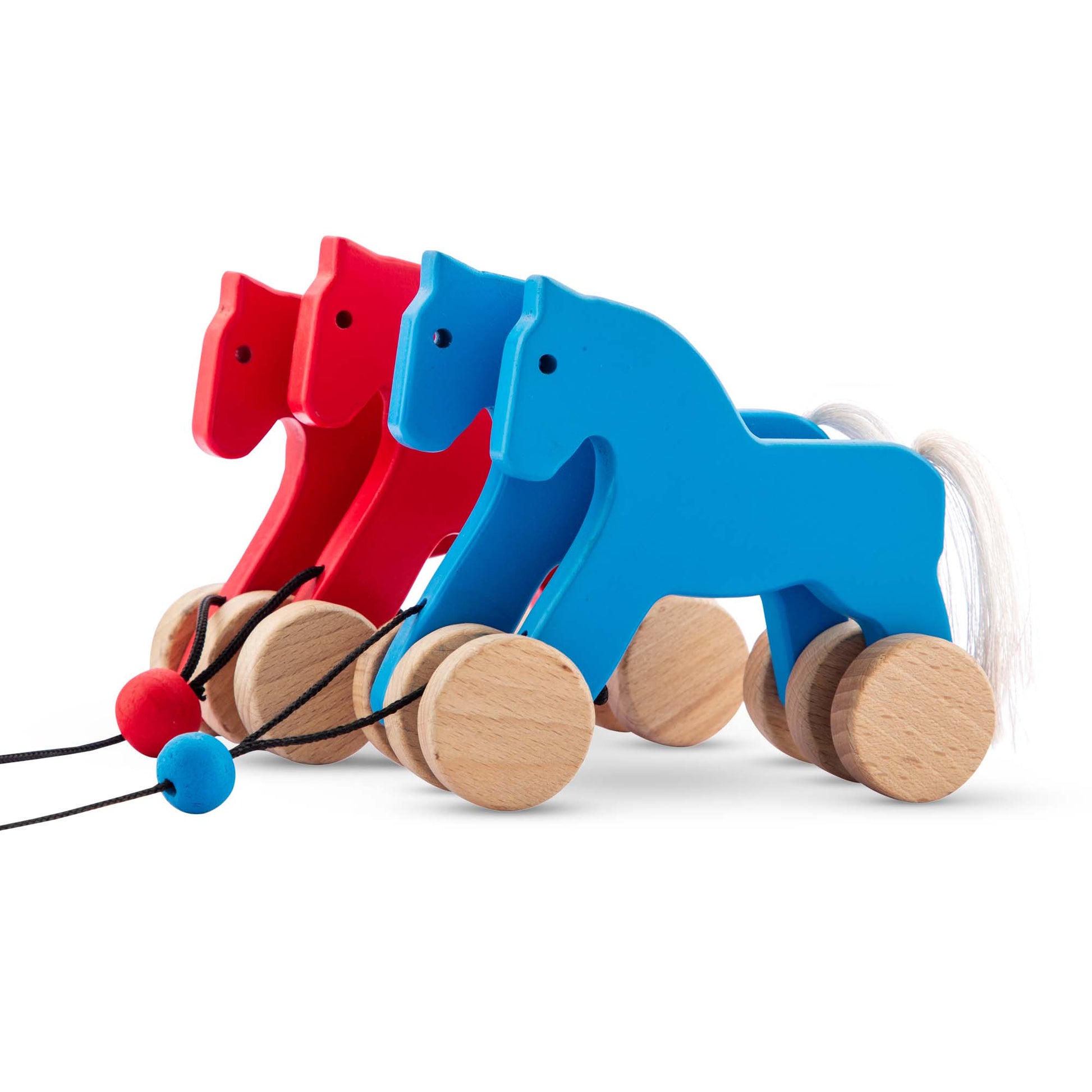 Buy Wooden Blue Horse Couple Pull Along Toy - SkilloToys