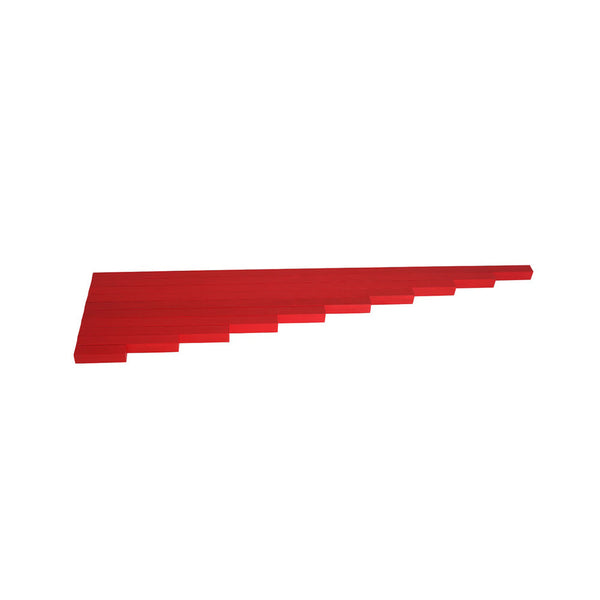 Casa Bambini Wooden Montessori Long Stairs and Red Rods: graded wooden rods for sensorial size-discrimination, ages 3 to 7