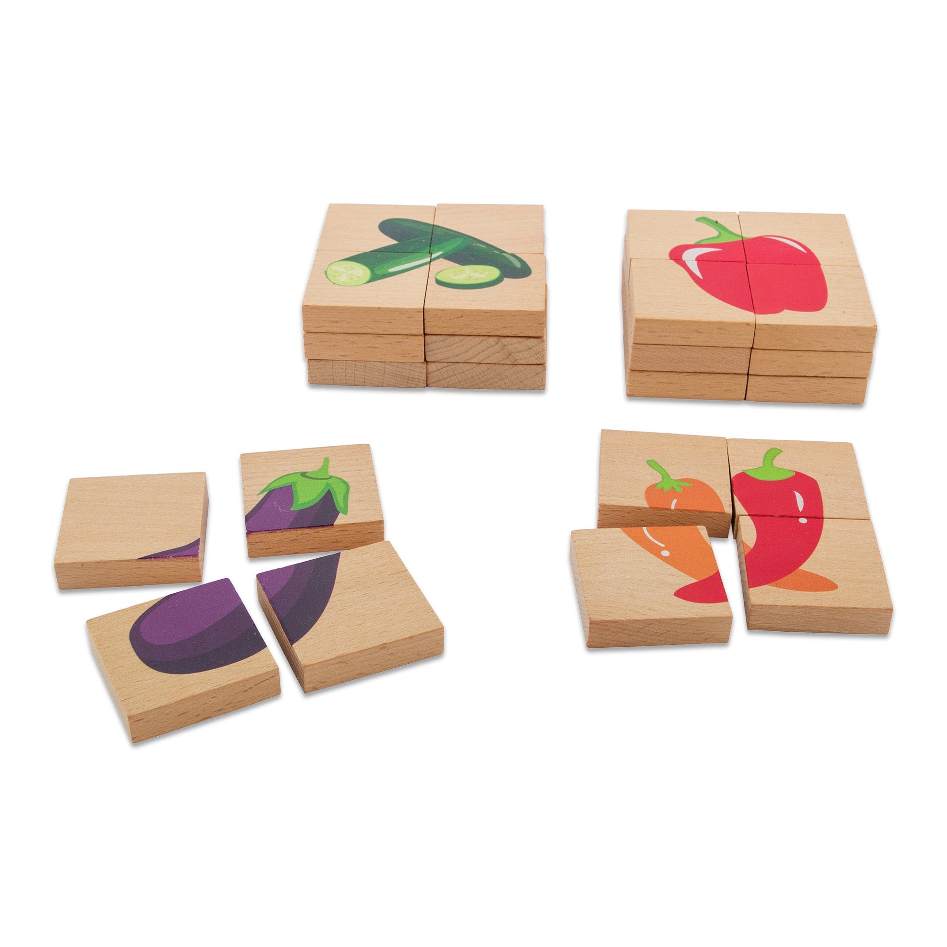 Buy Wooden Vegetables 40x40 Blocks - SkilloToys