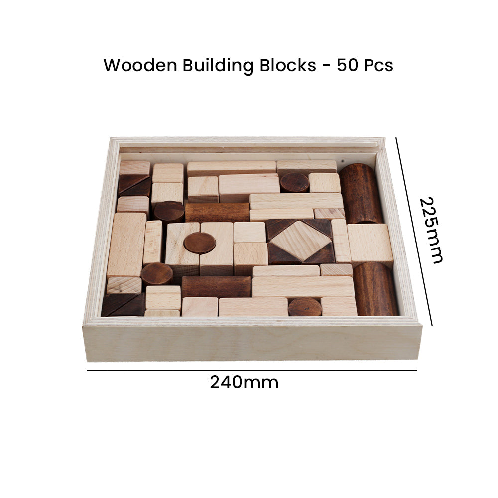 Wooden Building Blocks - Set of 50 Pcs