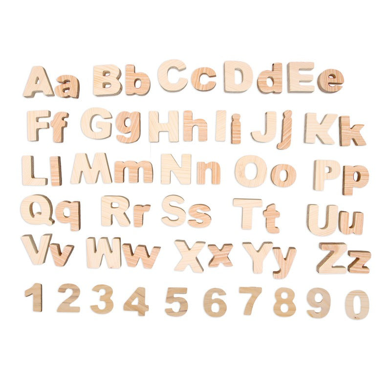 Buy Wooden Alphabets Uppercase, Lowercase & Numerical Numbers - Set of 63 pieces - SkilloToys.com