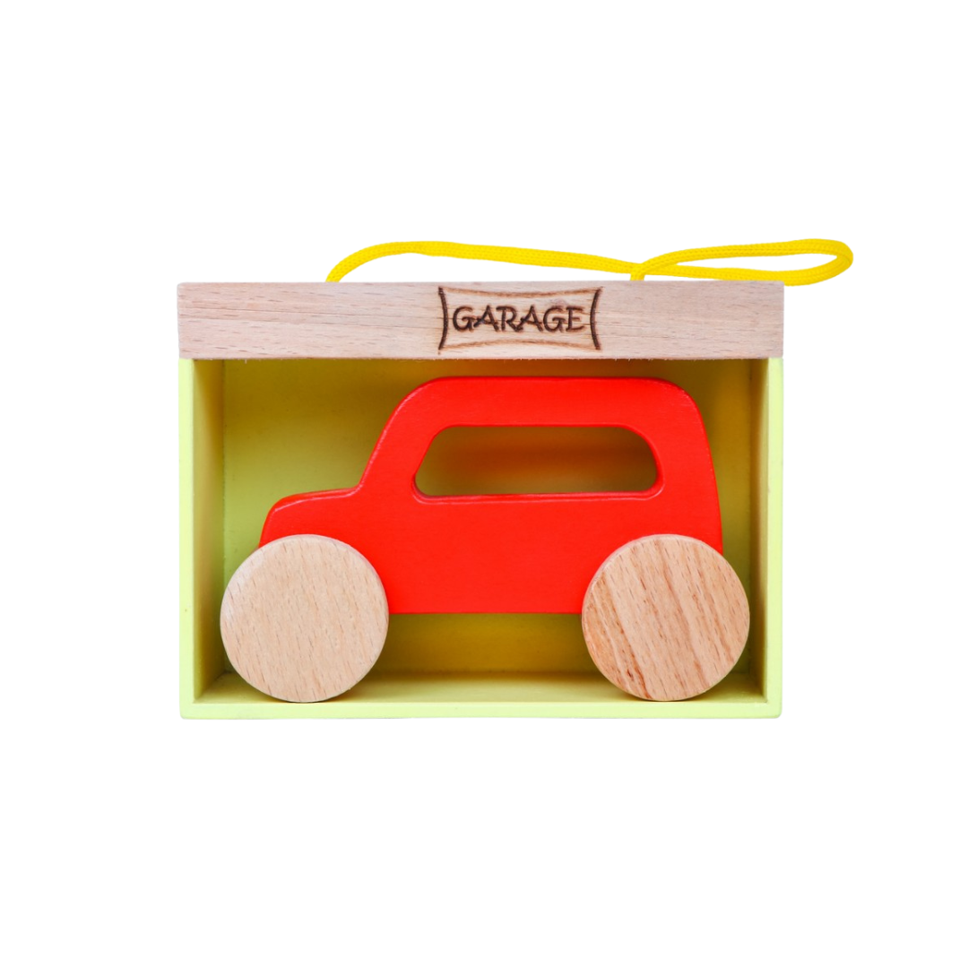 Buy Wooden Red Jeep Toy with Garage Pretend Play - SkilloToys.com