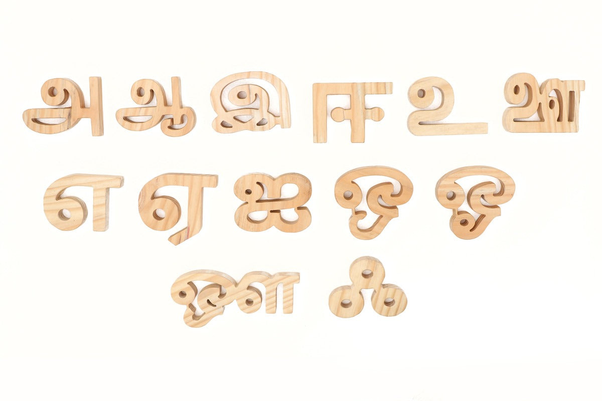 Buy Wooden Tamil Letters Alphabets Jumbo Set of 12 Pieces